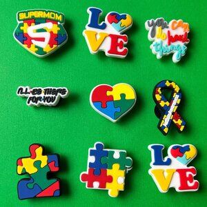 Autism Awareness Crocs Shoe Charms Set of 9 - jibbitz Charms
